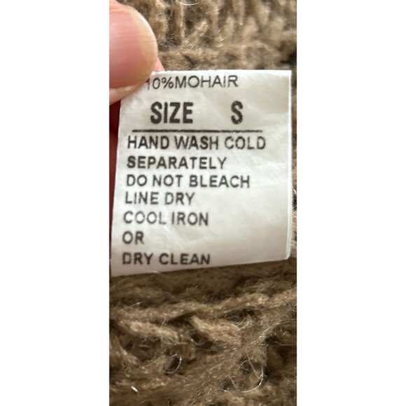 Piazza Roma Mohair Blend Chunky Open Knit V-Neck Sweater Cropped -Small - Picture 7 of 9